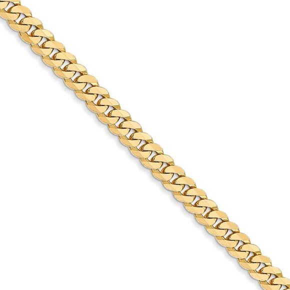 3.2mm, 14k Yellow Gold, Solid Beveled Curb Chain Necklace, 26 Inch - Picture 1 of 7